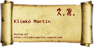 Klimkó Martin névjegykártya