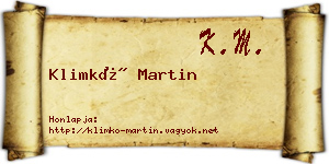 Klimkó Martin névjegykártya